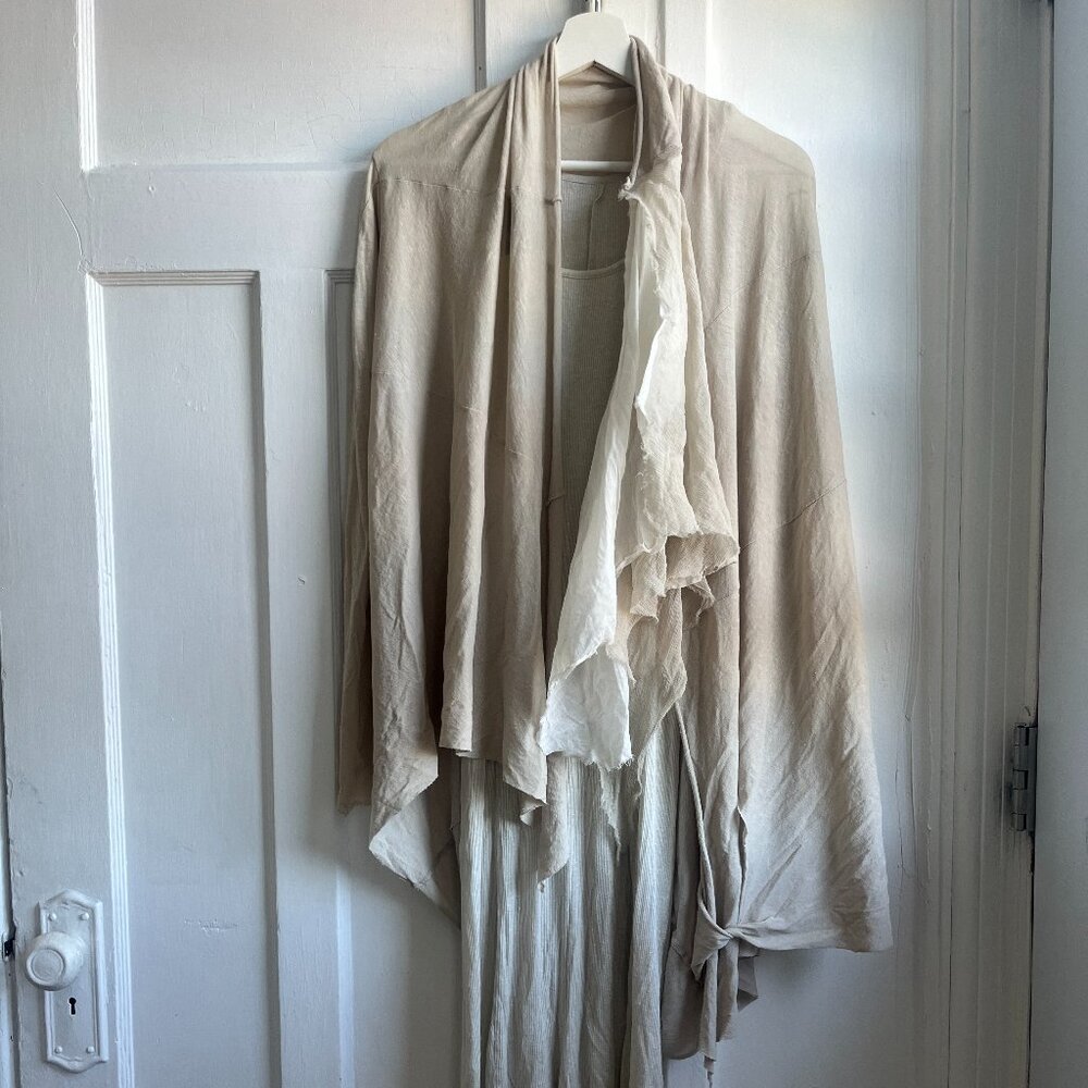 If Six Was Nine i6w8 Beige Cream Drapey Deconstructed Cardigan Japanese Label